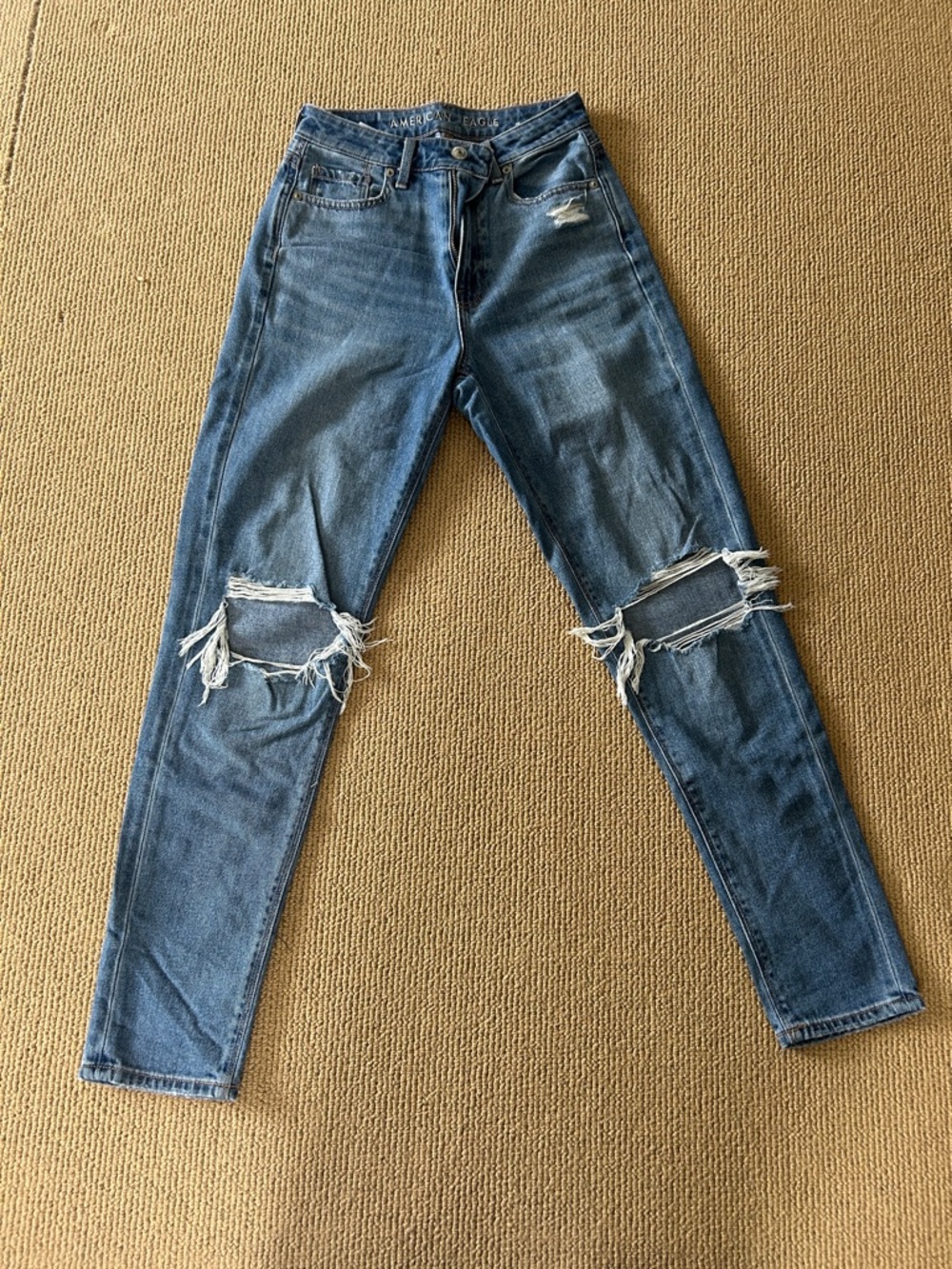 American Eagle Outfitters High-Rise Distressed Blue Jeans